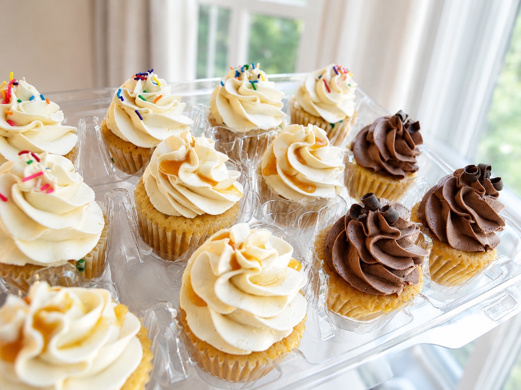 Freshly Piped Gourmet Caramel & Chocolate Cupcakes