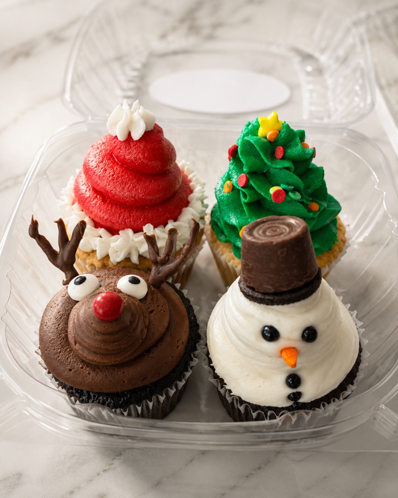 Holiday Festive Cupcakes 4-Pack Container