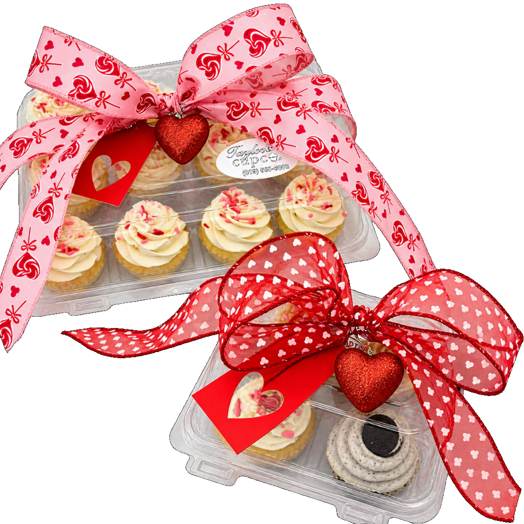 Custom Valentine themed cupcakes with bows